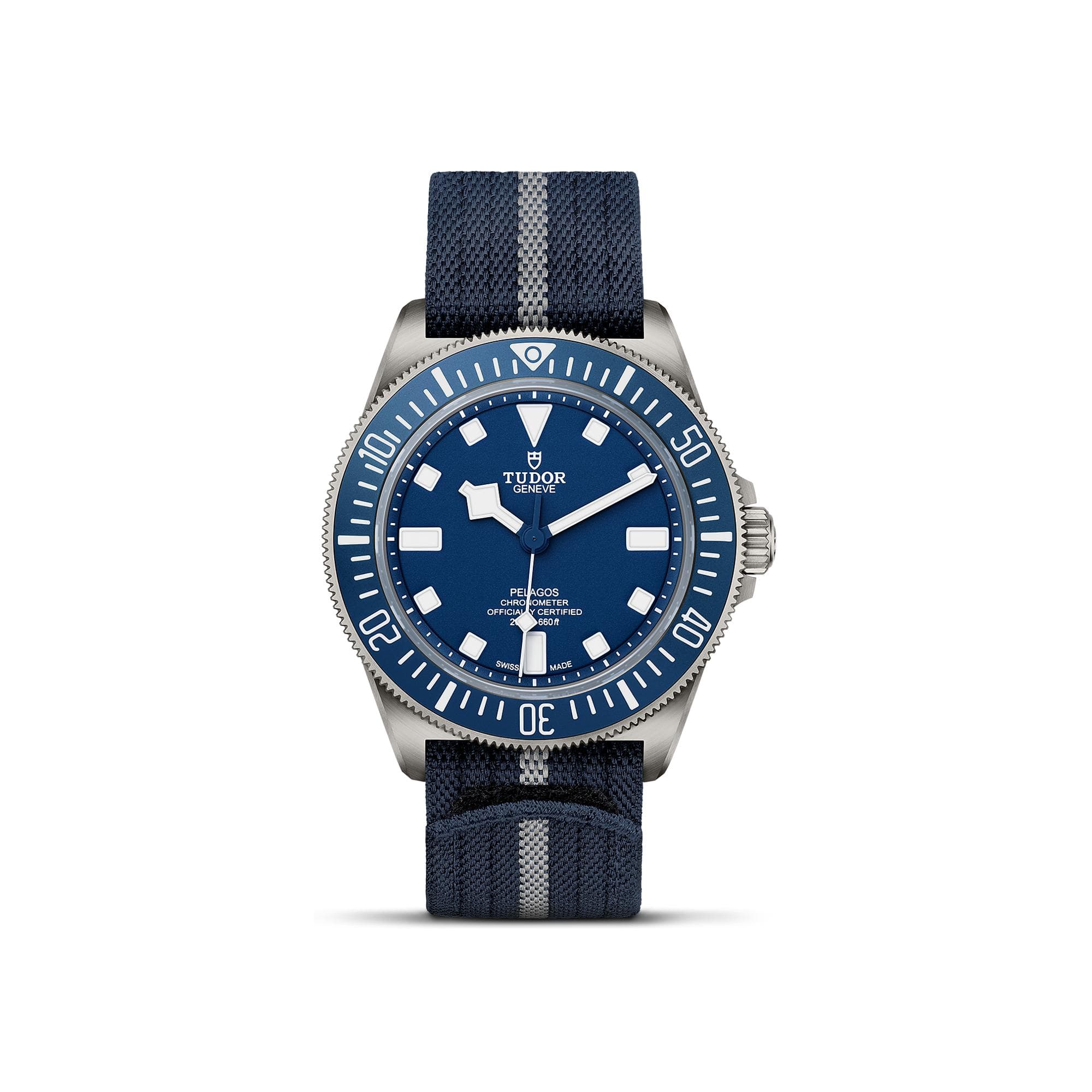 Montre TUDOR Pelagos FXD Lunette Tournante Bidirectionnelle, Bracelet En Tissu Bleu Marine - Titane - Bleu