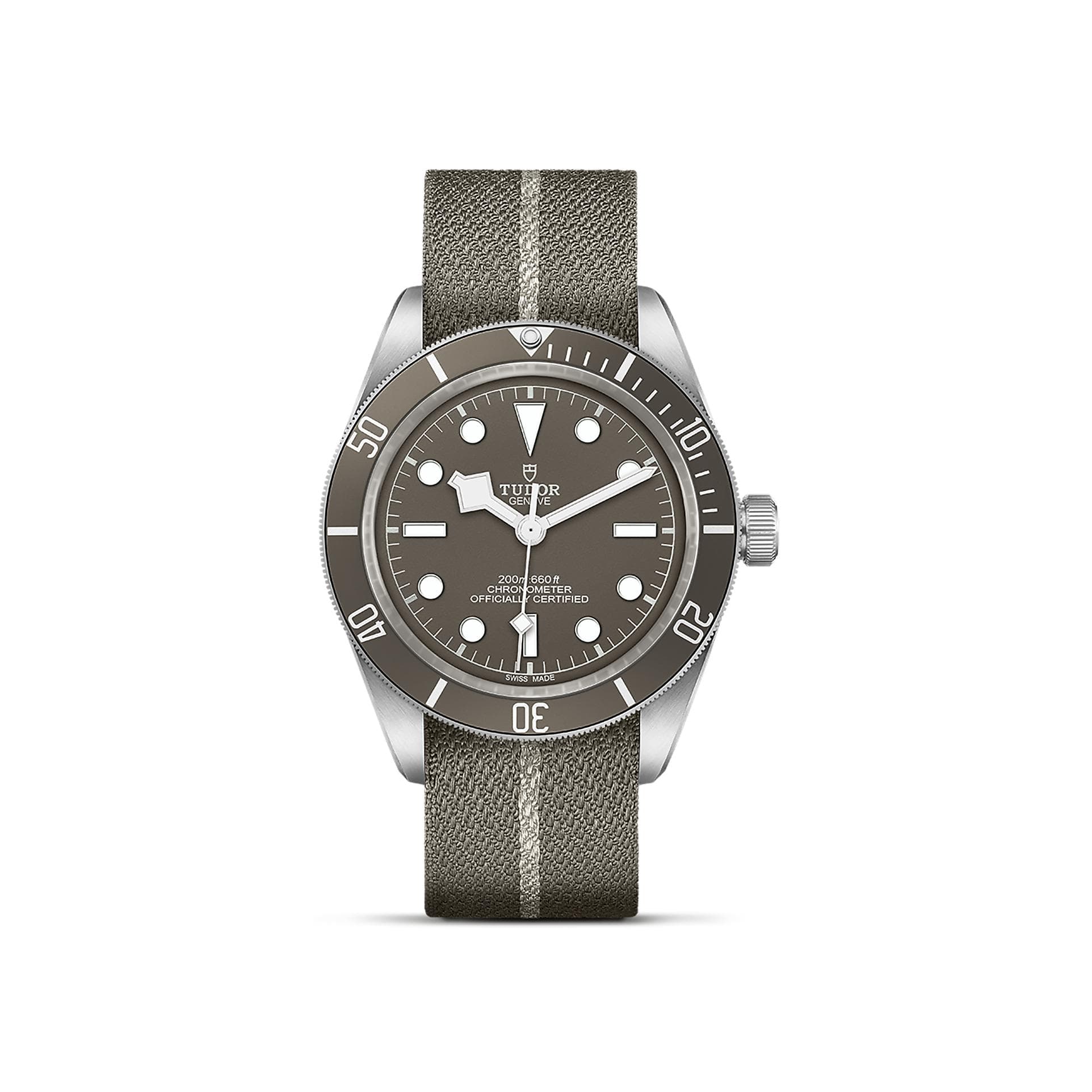 Montre TUDOR Black Bay 58 Boîtier En Argent 39 Mm, Bracelet En Tissu Brun Et Gris - Argent 925/1000ème - Vert